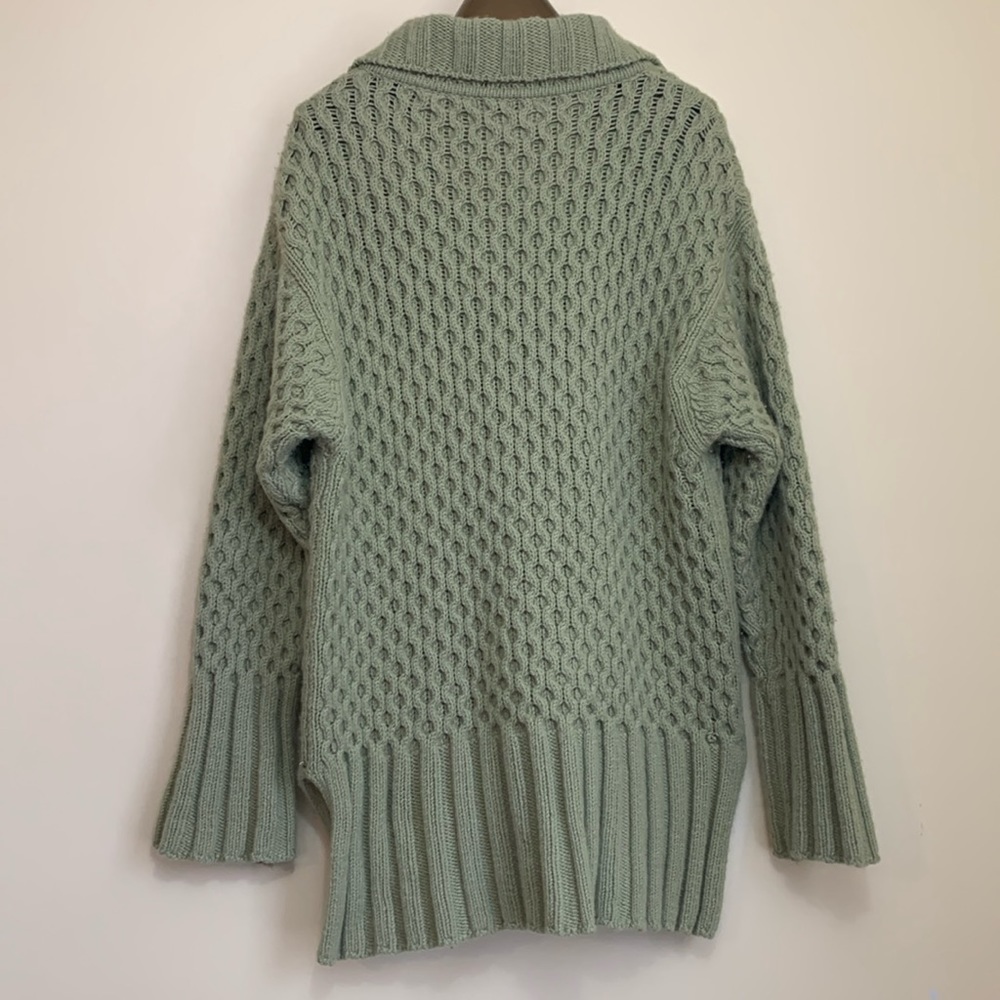 Millar Ireland Green Thick Knit Wool Cashmere Long Button Down Cardigan Jacket M - Picture 17 of 17